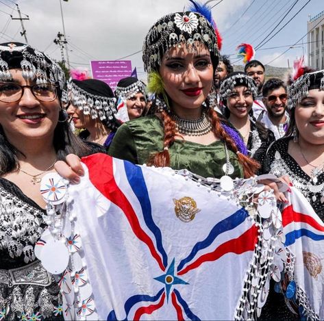 Indigenous Assyrian women in traditional clothing. Assyrian Women, Syria Traditional Dress, Traditional Syrian Clothing, Iraqi Cultural Clothing, Assyrian Clothing, Yemeni Traditional Clothes, Women In Traditional Clothing, Syrian Cultural Clothes, Eastern Culture