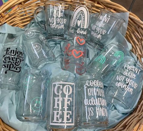 Lightweight and easy to carry around Beer Glass Can Svg, Custom Beer Can Cups, Iced Coffee Cricut Ideas, Etched Glass Can Cups, Personalized Beer Can Glasses, Beer Glasses Vinyl Gift Ideas, Beer Glass Cups Design, Glass Beer Cups With Vinyl, Can Shaped Glasses Cricut