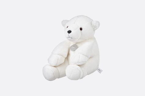 Teddy Bear White Faux Fur - Baby Girls (1-36 months) - Baby | DIOR Luxury Baby Items, Baby Dior, Bear White, Bunting Bag, Satin Pouch, Newborn Accessories, Luxury Baby, White Faux Fur, Timeless Gifts