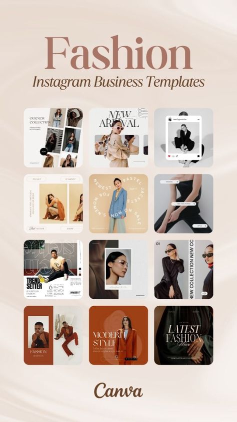 From streetwear to high fashion, these fashionable Canva templates can save you time and effortlessly create a polished, professional-looking feed in minutes. Clothing Grid Instagram, Instagram Grid Design Fashion, Clothing Instagram Feed, Clothing Instagram Feed Ideas, Clothing Brand Instagram Layout, Ig Post Ideas, Mood Board Layout, Instagram Layouts, Feed Ins