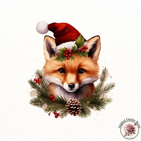 Watercolor Cute Christmas Foxes Clipart: Adorable Woodland Foxes in Festive Holiday Scenes for Scrapbooking, Invitations, and Crafts https://digitalduskyrose.etsy.com/listing/1792431014 Add a touch of woodland charm to your holiday projects with our Watercolor Cute Christmas Foxes Clipart! This delightful collection features adorable Christmas foxes in cozy winter scenes, perfect for creating heartwarming Christmas cards, holiday invitations, scrapbooking layouts, and festive DIY crafts. Thes... Christmas Fox Drawing, Christmas Fox Illustration, Winter Fox Christmas, Christmas Fox Watercolor, Fox Christmas Card, Fox In Winter Painting, Woodland Fox, Fox Painting, Fox Illustration