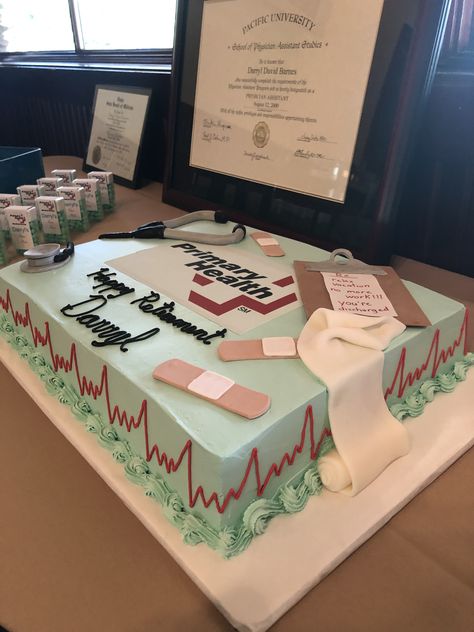 Doctor retirement cake! Doctor Retirement Party Ideas, Doctor Retirement Cake, Doctor Retirement Party, Nursing Graduation Cakes, Retirement Party Cakes, Doctor Retirement, Medical Cake, Retirement Party Themes, Gifts For Doctors