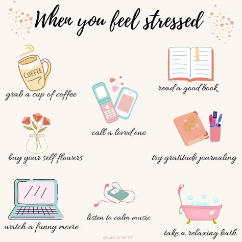 Selfcare ideas for the times you feel stressed Self Care Reminders, Be Kind To Yourself Quotes, Selfcare Ideas, Being Mindful, Practicing Self Love, Mental Health Awareness Month, Mental Health And Wellbeing, Healthy Mindset, Love Yourself First