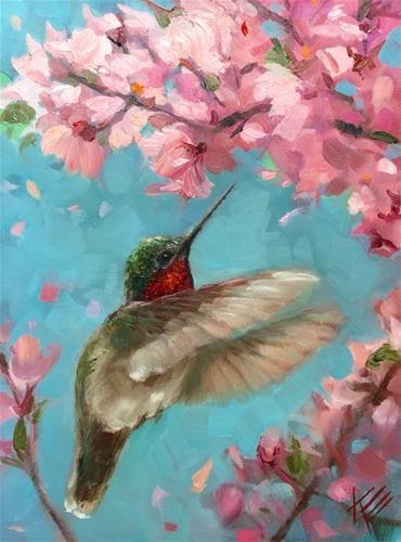 Krista Eaton, Hummingbird Painting, Hummingbird Art, Wall Art Blue, Daily Paintworks, Art Blue, Hummingbirds, Birds Painting, Fine Art Gallery