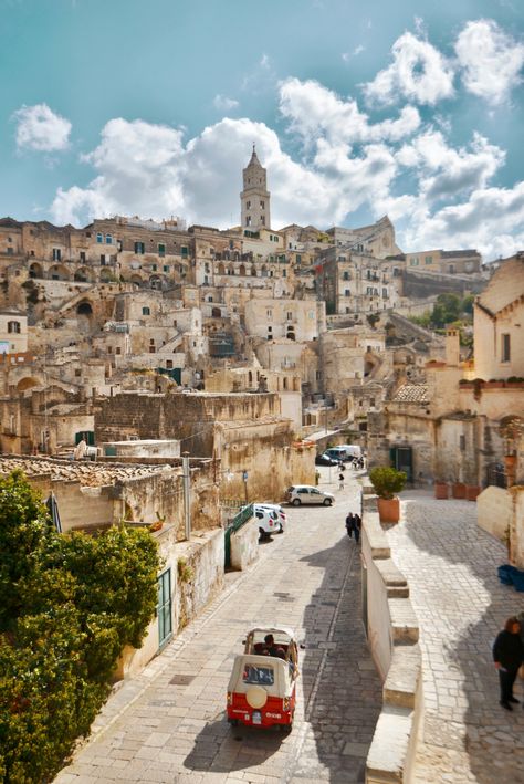 Romantic travel destinations Italy City Aesthetic, Streets In Italy, Matera Italy Photography, Italy Streets Aesthetic, Matera Italy, Italy Cobblestone Streets, Stone City, Puglia Italy, Dream Vacations Destinations