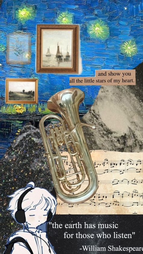 music, the star of my heart #euphonium #starrynight #music Euphonium Aesthetic, School Boyfriend, Instruments Art, Band Humor, Band Stuff, Trombone, Marching Band, Music Stuff, Music Notes