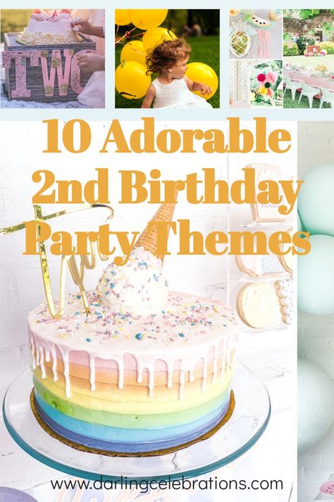 The cutest ideas for a 2nd Birthday Party. 10 gorgeous second Birthday Party themes to inspire your Toddlers Birthday Party. #secondbirthday #2ndbirthday #2ndbirthdayparty #2ndbirthdaypartyideas #2ndbirthdaypartythemes Time Two Party Birthday, Gender Neutral 2nd Birthday Party, Second Birthday Party Themes, 2nd Birthday Party Ideas, Birthday Party 10, Rubber Duck Birthday, Party Themes Ideas, Second Birthday Party, Twin Birthday Parties