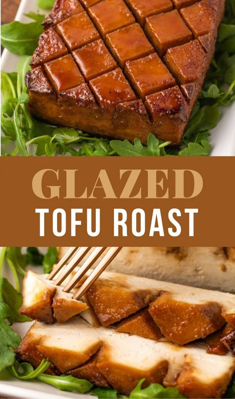 Tofu Thanksgiving Recipes, Tofu Roast, Vegetarian Ham, Ham Roast, Brown Sugar Pineapple, Thanksgiving Main Dish, Glazed Tofu, Holiday Roast, Vegan Easter Recipes