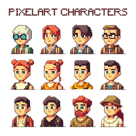 Set of pixel art cartoon people | Premium Vector #Freepik #vector #boy-icon #people-children #person-illustration #children-character Person Pixel Art, People Pixel Art, Pixel Art Person, Pixel Art Cartoon, Character Pixel Art, Person Template, Icon People, Person Illustration, Illustration Children