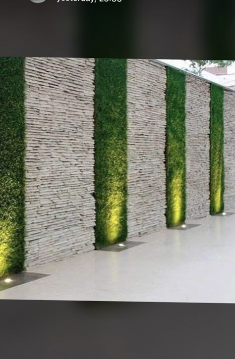 Terrace Garden Wall Design, Boundary Wall Design Exterior, Kolam Koi, Artificial Grass Wall, Compound Wall Design, Garden Wall Designs, Front Wall Design, House Fence Design, Green Wall Decor