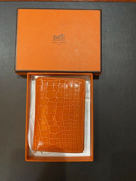 Hermes Orange Alligator Euclide Card Holder · $2,000.00 Hermes Card Holder, Hermes Alligator, Hermes Orange, Alligator, Card Holder, Shoes Accessories, Wallet, Orange, Best Deals