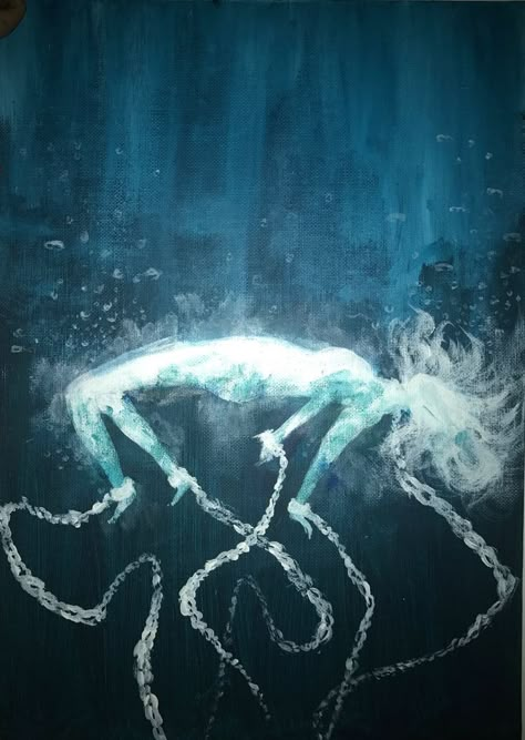 Drowned Character Design, Falling Into Water Drawing, Drowned Aesthetic Dark, Girl In Water Drawing, Drowned Drawing, Drowned Aesthetic, Underwater Drawing, Underwater Art, Girl In Water