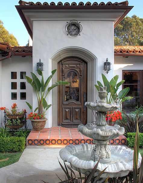 Mediterranean Front Door - Found on Zillow Digs Exterior Tiles, Mediterranean Interior, Mediterranean Architecture, Mediterranean Style Homes, Mediterranean Home Decor, Spanish Architecture, Spanish Style Home, Casas Coloniales, Spanish Style Homes