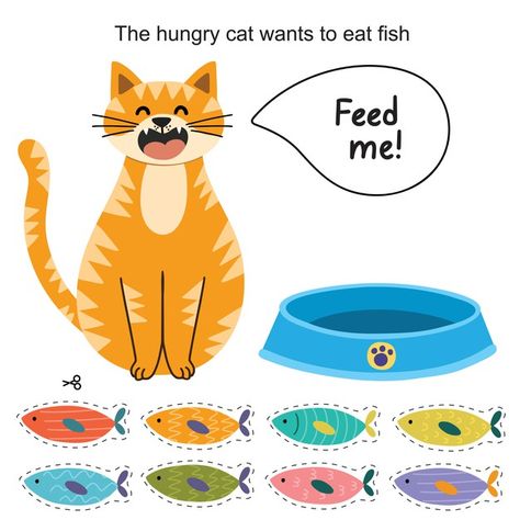 Feed the cat activity page for kids. cou... | Premium Vector #Freepik #vector #food #baby #kids #education Feed The Cat Activity, Cat Worksheets For Preschool, Cat Activity For Kids, Cat Activities For Toddlers, Cat Activities For Kids, Cat Games For Kids, Kids Counting, Counting For Kids, Worksheet For Kids