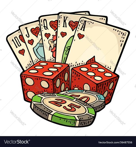 Poker Art Illustration, Vintage Poker Chips, Poker Chip Drawing, Card Deck Drawing, Poker Graphic Design, Casino Character Design, Cards Drawing Poker, Poker Chips Drawing, Poker Cards Drawing