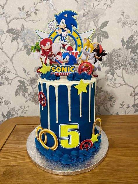 Sonic Theme Cake, Pastel Sonic, Sonic Birthday Cake, Inference Activities, Nice Cake, Sonic Cake, Small Birthday Cakes, Twins Cake, Sonic Prime