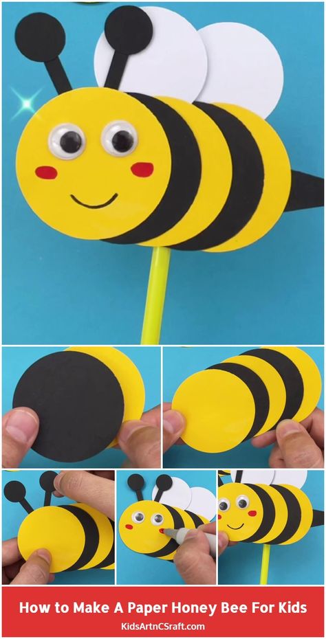 Bees For Kids, Bumble Bee Craft, Art Craft For Kids, Bee Crafts For Kids, Bee Craft, Bumble Bee Art, Bee Activities, Bee Classroom, Preschool Spring