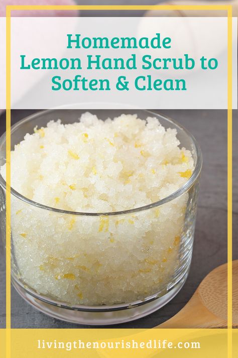 Dry, cracked hands? Soften dry hands with this simple DIY lemon hand scrub. #handscrub #diybeauty #allnatural Diy Hand Scrub, Homemade Hand Scrub, Lemon Hand Scrub, Scrub Ideas, Hand Scrub Diy, Hand Scrub Homemade, Face Scrub Recipe, Homemade Lip Balm Recipe, Diy Scrubs