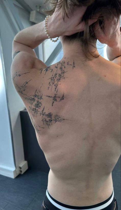 Cross Spine Tattoo Men, Large Back Tattoos Men, Male Back Tattoo Ideas For Men, Negative Space Tattoo Men, Cyberciligism Tattoo Back, Theseus Tattoo, Cyberrealism Tattoo, Sigil Tattoo Back, Lower Belly Tattoo Men