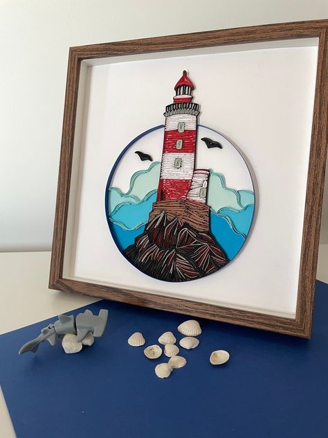 Quilling Lighthouse, Quilled Balloons, Ships At Sea, Sea Wall Decor, Quilled Cards, Art Quilling, Painting Home Decor, Paper Quilling Designs, Quilling Paper