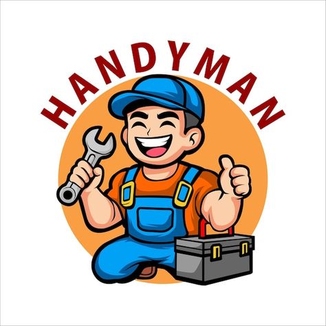 Vector handyman repairman builder servic... | Premium Vector #Freepik #vector #handyman #hand-logo #logo #repair Business Llc, Handyman Logo, Mr Fix It, Character Vector, Service Logo, Hand Logo, Cartoon Character, Logo Templates, Premium Vector