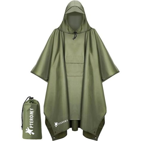 Polyester Imported Polyester Lining Button Closure Hand Wash Only [Premium Material] This Rain Poncho Is Made From Lightweight Yet Durable And Rip-Resistant Polyester Material. Seams Are Sealed With Waterproof Backing Material To Guarantee No Rain Will Leak From Them. Each Corner Is Reinforced And Comes With A Grommet. Quality Buttons Along The Side Are Added To Help In Windy Weather. A Brim Is Incorporated In The Hood To Help You See Better [Reusable And Easy To Carry] This Rain Poncho Is Easy Poncho Raincoat, Camping Tarp, Rain Suits, Emergency Shelter, Rain Suit, Raincoat Jacket, Rain Poncho, Rain Gear, Winter 2024