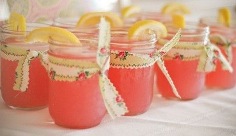 Mason Jar Drinks Lila Party, Jars Ideas, Mason Jar Drinks, Party Hostess, Diy Shower, Vintage Tea Party, Favors Diy, Tea Party Birthday, Recycled Bottles