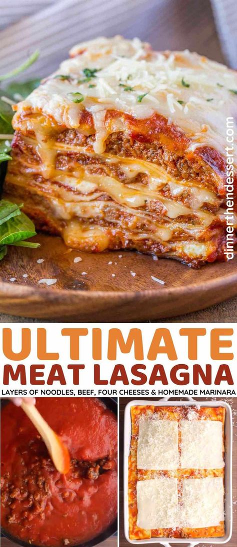 Ultimate Meat Lasagna with four cheeses, homemade marinara and a few chef tricks tastes like it's from your favorite Italian restaurant. Lasagne Recipes Homemade Lasagna, Chef Tricks, Lasange Recipe, Lasagna No Meat Recipe, Homemade Lasagna Recipe, Homemade Lasagna Recipes, Black Color Hairstyles, Best Lasagna Recipe, Lasagna Recipes