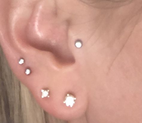 4ths Ear Piercing, 4th Piercing, Silver Tarnish-resistant Piercings, Everyday Silver Tarnish-resistant Piercings, Heart Ear Pearcing, Silver Cubic Zirconia Piercings With Sparkling Stones, Ear Piercing, Ear Piercings, Piercings