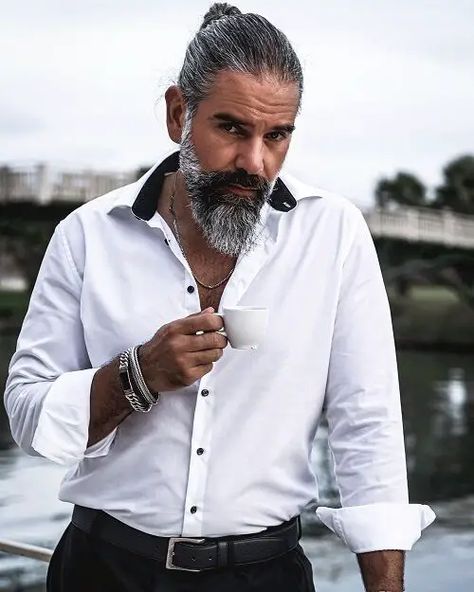 Men’s Hairstyles in 50 20 Ideas: The Ultimate Guide to a Stylish and Confident Lifestyle Long Beard Styles For Men, Older Mens Long Hairstyles, Long Goatee, Salt And Pepper Beard, Long Mustache, Goatee Beard, Long Beard Styles, Older Mens Hairstyles, Thick Beard