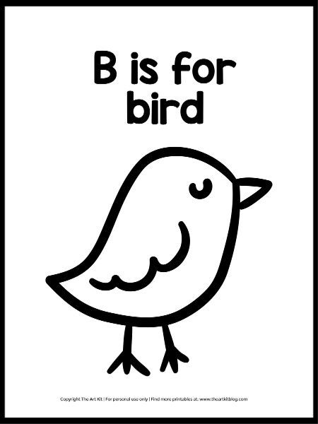 B Is For Bird, Bird Crafts Preschool, Bird Coloring Page, Bird Printables, Earth Day Worksheets, Letter Practice, Infant Lesson Plans, Bird Coloring, Preschool Alphabet