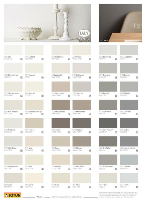 Jotun grey colours Sand Jotun, Jotun Paint, Paint Color Swatches, Jotun Lady, Home Wall Colour, Interior Paint Colors Schemes, Paint Color Chart, House Color Palettes, 아파트 인테리어