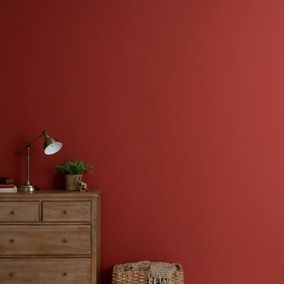 Paint | Dunelm | Page 3 Eggshell Paint, Interior Wall Paint, Bedroom Red, Red Walls, Painted Ceiling, Dust Mask, Weathered Wood, Egg Shells, Cabin Decor