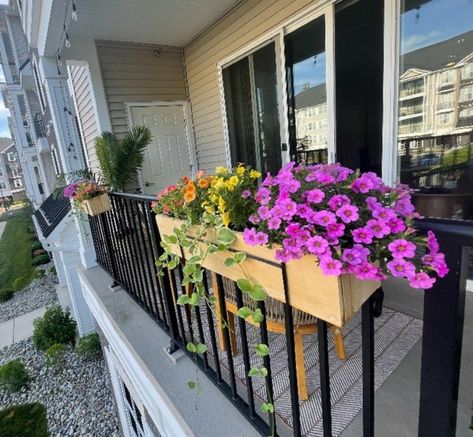 Cedar Railing, Balcony Railing Planters, Balcony Flower Box, Railing Planters, Balcony Flowers, Window Planters, Porch Balcony, Basket Style, Planter Pots Outdoor