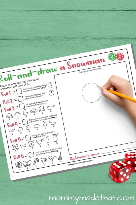 Roll a Snowman (Fun Free Printable Game) Roll A Snowman, Winter Activity For Kids, Creative Snowman, Snowman Printable, Snowman Games, Draw A Snowman, Printable Christmas Ornaments, Snowmen Activities, Printable Snowman