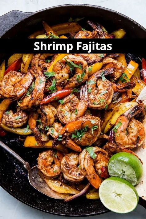 A little taco seasoning and a spritz of fresh lime juice—these succulent skillet shrimp fajitas bring those beachy vibes right to your dinner table. Shrimp Fajita Recipe, Shrimp Dip Recipes, Sweet And Spicy Shrimp, Baked Shrimp Recipes, Best Shrimp Recipes, Fajita Marinade, Creamy Shrimp Pasta, Shrimp Fajitas, The Modern Proper