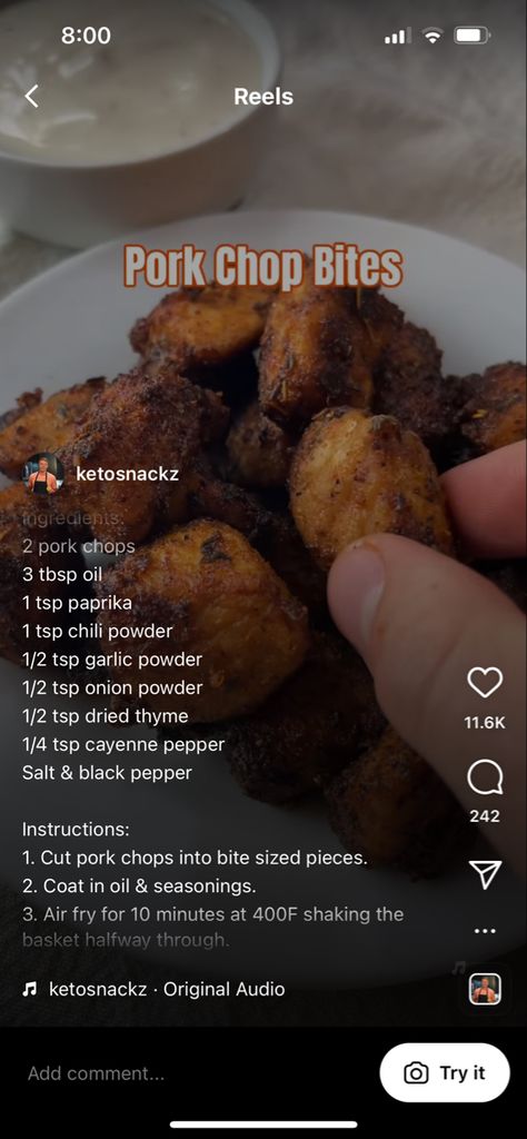 Pork Chunks In Air Fryer, Keto Air Fryer Pork Chops Boneless, Air Fryer Pork Tenderloin Bites, Airfryer Pork Chop Bites, Boneless Pork Chop Bites, Pork Chops Bites In Air Fryer, Air Fried Pork Chop Bites, Bariatric Pork Chop Recipes, Easy Pork Chop Recipes Air Fryer