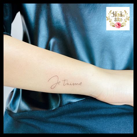 #frenchtattoo #jetaime #tattoo #smalltattoo #texttattoo #iloveyou Te Amo Mas Tattoo, Jetaime Tattoo, French Tattoo, Body Decor, Text Tattoo, Word Tattoos, Tattoo Fonts, Mini Tattoos, Cool Fonts