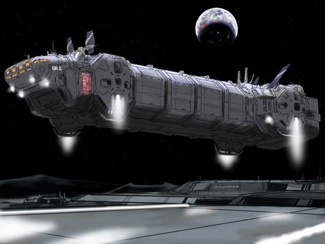 Scifi Cargo Ship, Space Troop Transport, Space Cargo Ship Concept Art, Capital Ship Concept Art Sci Fi, Space Engineers Game Ships Design, Spaceship Art Design, Sci Fi Cargo Ship, Space Cargo Ship, Cargo Ship Concept Art