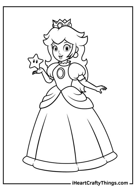 Printable Princess Peach Coloring Pages (Updated 2021) Princess Peach Colouring Pages, Princess Peach Cartoon Drawing, Princess Peach Coloring Pages Free Printable, Princess Peach Doodle, Princess Peach Line Art, Draw Princess Peach, Princess Peach Printables, Princess Peach Svg, Princess Peach Drawing Easy