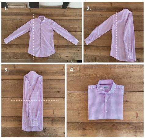 6 Steps to Learn How to Fold Dress Shirts for Travel – Nimble Made Fold Dress, Packing Folding, Mens Dress Outfits, Suitcase Organization, Shirt Folding, Collared Shirts, Packing Clothes, Clothes Organization Diy, How To Fold Sleeves