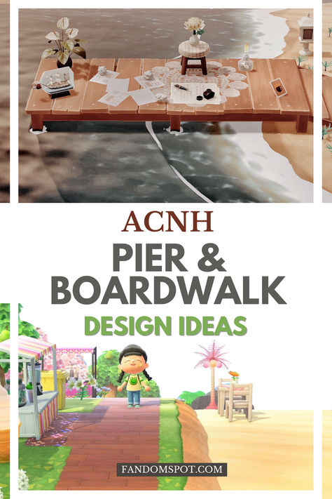 From custom pier designs to gorgeous boardwalks along the beach, this huge Animal Crossing: New Horizons inspo gallery offers loads of ideas for your island. Animal Crossing Design Codes Boardwalk, Acnh Marina Yard, Animal Crossing Dock Path, Animal Crossing Boardwalk Code, Acnh Boardwalk Ideas, Acnh Beach Boardwalk, Acnh Boardwalk Design Code, Acnh Pier Ideas, Acnh Boardwalk Design