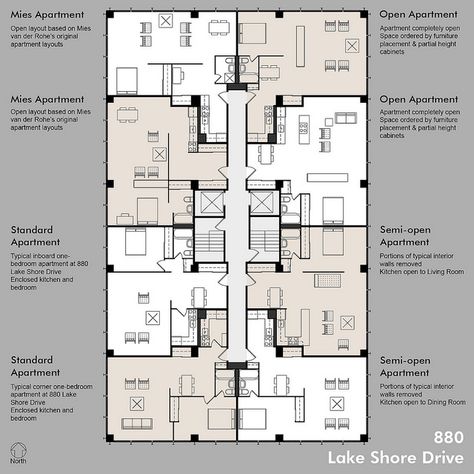 We lived in the standard one bedroom apartment with closed kitchen and bedroom. It faced the lake Multiresidential Plans, Building Layout, Apartment Floor Plan, Lake Shore Drive, Apartment Floor Plans, Ludwig Mies Van Der Rohe, Lake Shore, Apartment Architecture, Apartment Layout