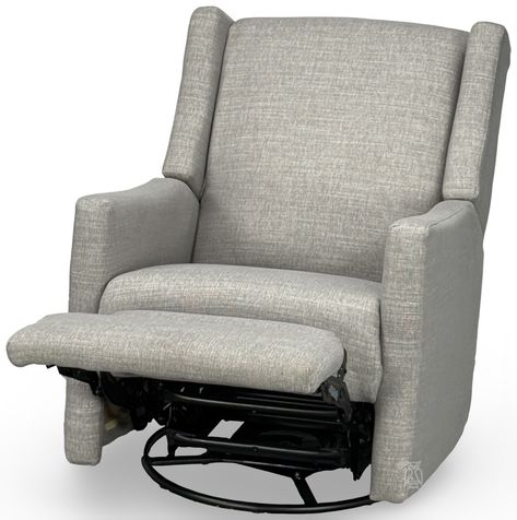 American Made Lillian Manual Swivel Glider Recliner Chair with Crypton High Performance Fabric. This item is stocked in manual operation in High-Performance Crypton Fabric. The Lillian is a stylish, whisper smooth swivel glider recliner that has a tightly padded back with contoured track wings and arms, French seaming details, and a comfortable, supportive foam seat. Choose from over 700 fabric options to make a statement piece, or opt for a fabric that'll transition easily from nursery to livin Swivel Glider Recliner, Glider Recliner, Swivel Glider, Custom Sofa, Sofa Upholstery, Performance Fabric, Particle Board, Recliner Chair, American Made