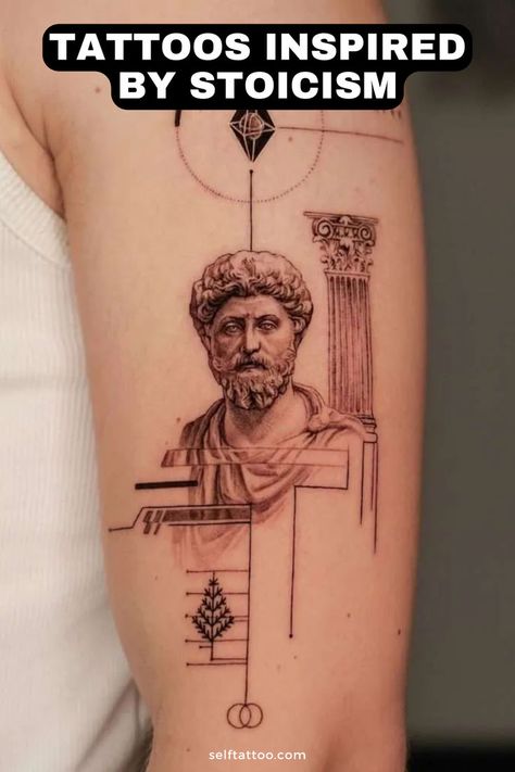 Discover stoic tattoo ideas inspired by ancient Greek philosophy. From meaningful quotes to timeless wisdom, explore tattoo designs that embody the principles of stoicism. Dive into our article for inspirational ink ideas that combine art, aesthetic, and profound philosophical teachings. Marcus Aurelius Tattoo Quotes, Stoic Tattoo Ideas Minimalist, Philosopher Tattoo, Seneca Tattoo, Greek Philosophy Tattoo, Greek Aesthetic Tattoo, Nosce Te Ipsum Tattoo, Aristotle Tattoo, Greek Tattoos For Men