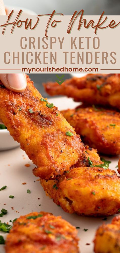 Learn how to make crispy keto chicken tenders. Follow our simple step-by-step instructions to enjoy these delicious keto chicken tenders. The homemade sweet and spicy sauce is also quick and easy to make while the chicken tenders are baking in the oven. Store leftovers in the fridge for lunch the next day! Keto Chicken Tenders, Keto Diet Drinks, Keto Approved Foods, Steak Rub, Lowcarb Recipes, Chicken Tenders Recipe, Keto Diet List, Chicken Tender Recipes, Texas Roadhouse