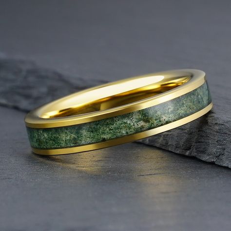 Rustic Wood Box, Mens Wedding Ring, Green Moss Agate, Moss Agate Ring, Ring Mens, Men's Wedding Ring, Wolfram, Meaningful Jewelry, Agate Ring