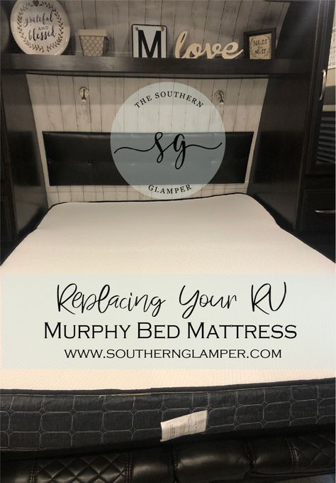 Sleeping Comfortably in Your RV Murphy Bed Camper Murphy Bed Remodel, Rv Murphy Bed Ideas, Rv Murphy Bed, Rv Modifications, Travel Trailer Organization, Rv Bedding, Travel Trailer Decor, Grand Design Rv, Rv Upgrades