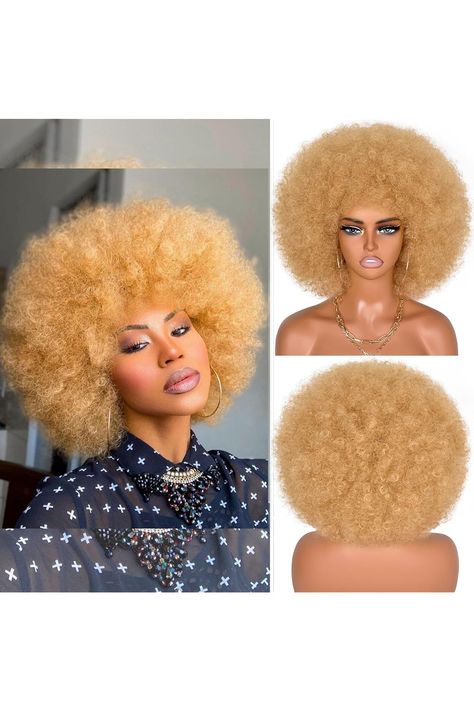 Afro Wigs for Black Women 70s Wigs for Women Short Curly Afro Wig Natural Looking Synthetic Full Wigs for Party Cosplay(Blonde) Black Women 70s, Afro Wigs For Black Women, Women 70s, Short Curly Afro, Curly Afro Wig, Afro Wig, Afro Wigs, Curly Afro, Full Wigs