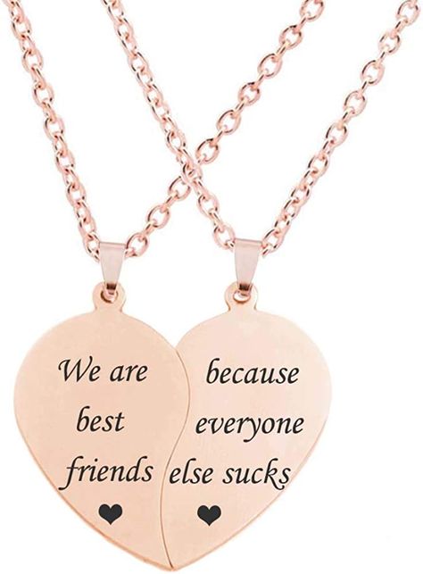 Amazon.com: MJartoria BFF Necklace for 2-Best Friend Neckalce Split Valentine Heart Necklace We are Best Friends Pendant Friendship Necklace Set of 2 Gifts for Her (C-BFF-Rose Gold): Clothing, Shoes & Jewelry Card Diy Ideas, Together Forever Never Apart, Christmas Card Diy, Best Friend Stuff, Bff Necklace, Bff Stuff, Bff Things, 2nd Birthday Gifts, 2 Best Friends